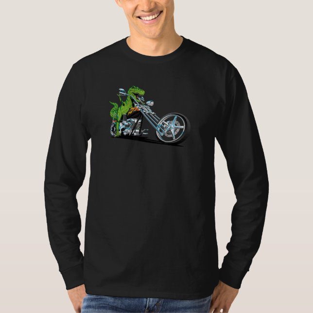 Dino on Dirt Bike Rex Rider Motorcycle Riding T Shirt (Framsida)