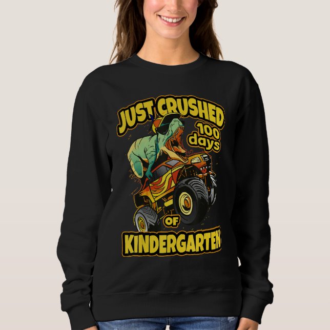 Dino on Monster Truck Just Crushed 100 Days Of Kin T Shirt (Framsida)