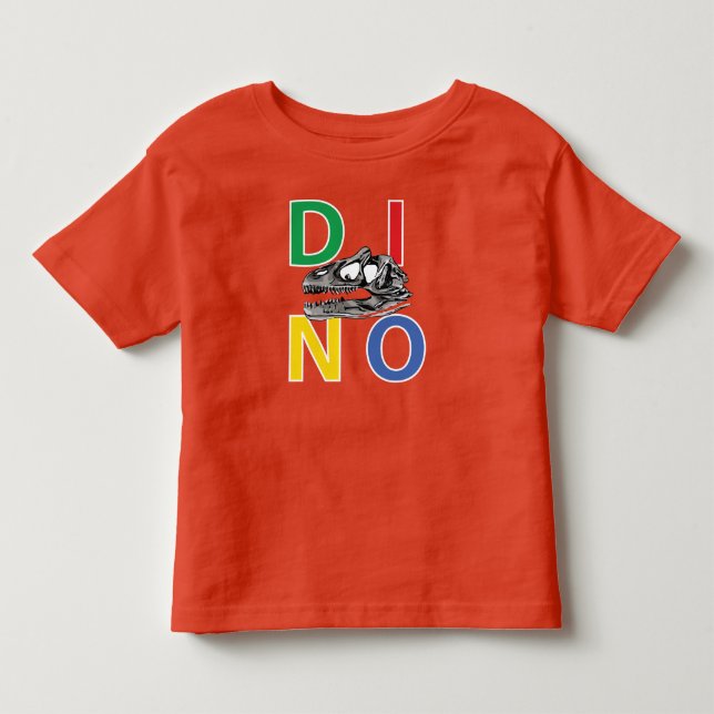 DINO - Orange Småbarn Bra Jersey T-Shirt (Framsida)