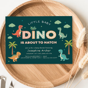 Dino på väg att kläckas Dinosaurie Baby Shower Inbjudningar