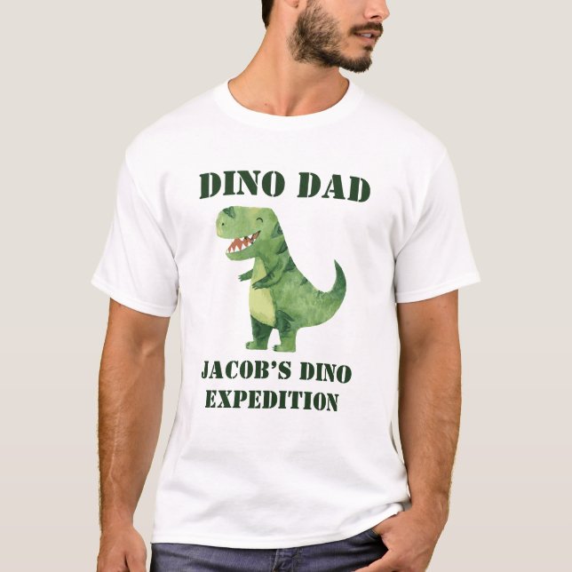 Dino Pappa Tröja, Dinosaurie Födelsedagsfest T Shirt (Framsida)