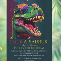 Dino Party 4:e Dinosauer-födelsedagsinbjudan