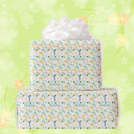 Dino Party Cute Dinosaur Birthday Boy Namn & Age W Presentpapper