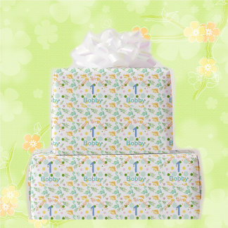 Dino Party Cute Dinosaur Birthday Boy Namn & Age W Presentpapper