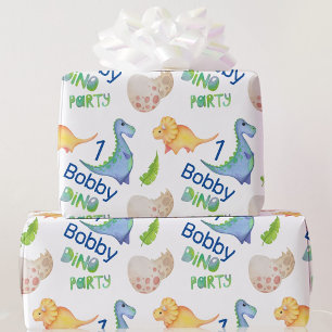 Dino Party Cute Dinosaur Birthday Boy Personalize Presentpapper
