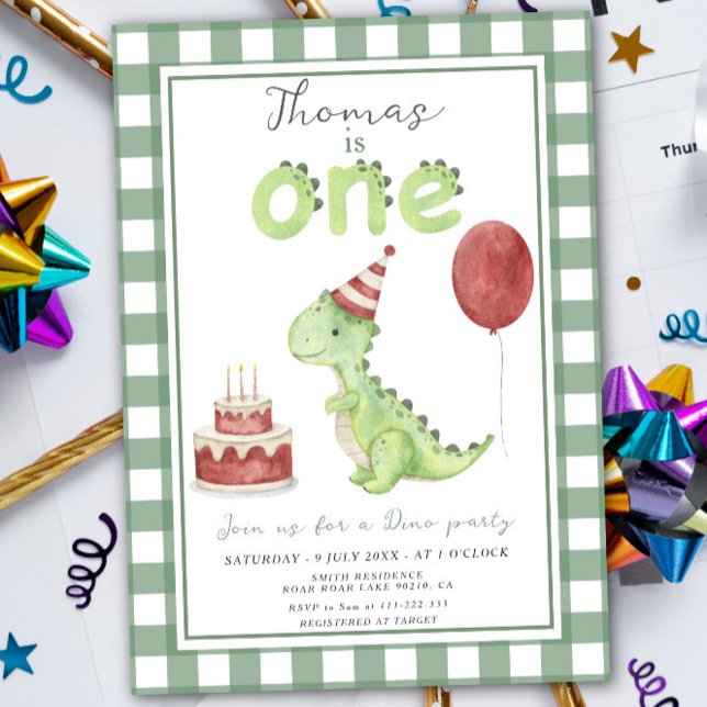 Dino Party | Cute Dinosaur, första födelsedag Inbjudningar (Skapare uppladdad)