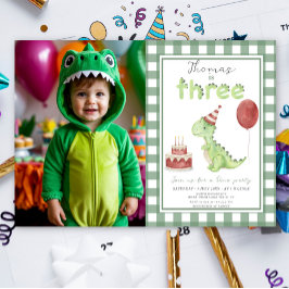 Dino Party | Cute Dinosaur Three-Rex Birthday Inbjudningar
