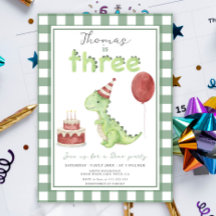Dino Party | Cute Dinosaur Three-Rex Birthday