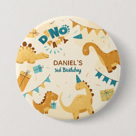 Dino Party. Cute Dinosaurs 3:e födelsedag party Knapp