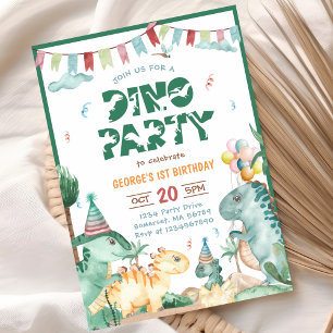 Dino Party Cute Dinosaurs första födelsedag Inbjudningar