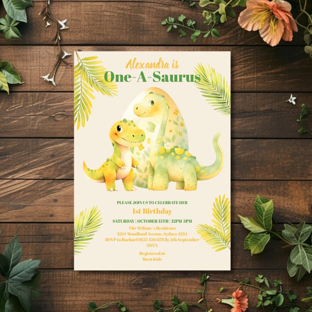 Dino Party Cute Dinosaurs första födelsedag Inbjudningar (Skapare uppladdad)