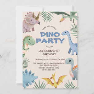 Dino Party   Cute Dinosaurs inbjudan till första f