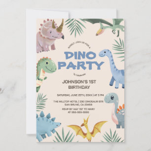Dino Party Cute Dinosaurs inbjudan till första f