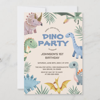 Dino Party | Cute Dinosaurs inbjudan till första f