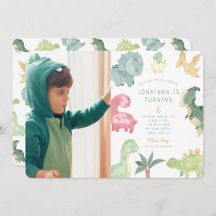 Dino Party Dino mite Photo Birthday Inbjudningar