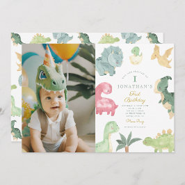 Dino Party Dino mite Photo Birthday Inbjudningar