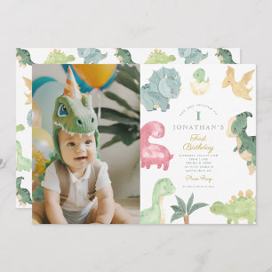 Dino Party Dino mite Photo Birthday Inbjudningar