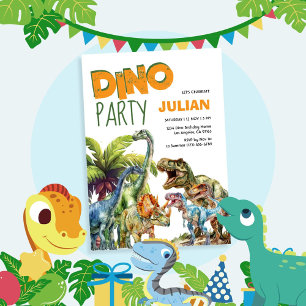 Dino Party Dinosaur Birthday Inbjudningar