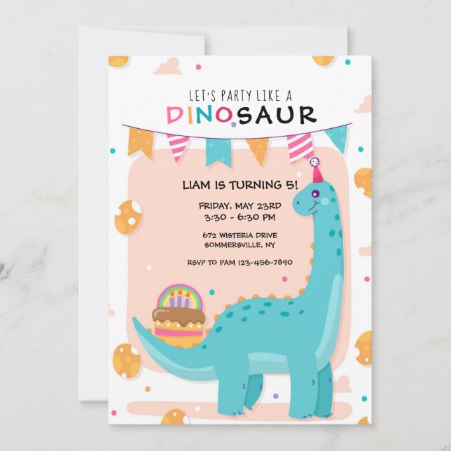 Dino Party Födelsedag  Inbjudningar (Framsida)