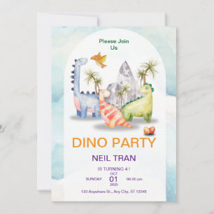 Dino Party-födelsedagsinbjudan - Anpassadets barn Inbjudningar