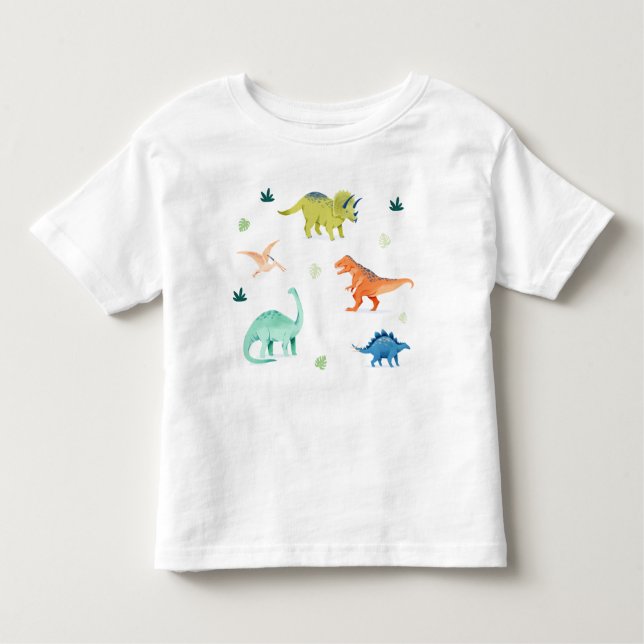 Dino Party Jurassic Colorful Dinosaur Birthday T Shirt (Framsida)