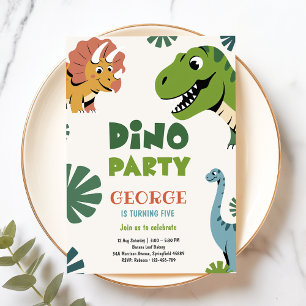 Dino Party Söta roliga dinosaurier 5-årsfest Inbjudningar