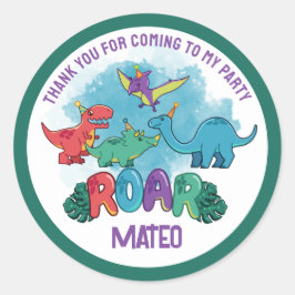 Dino Party Sticker Runt Klistermärke