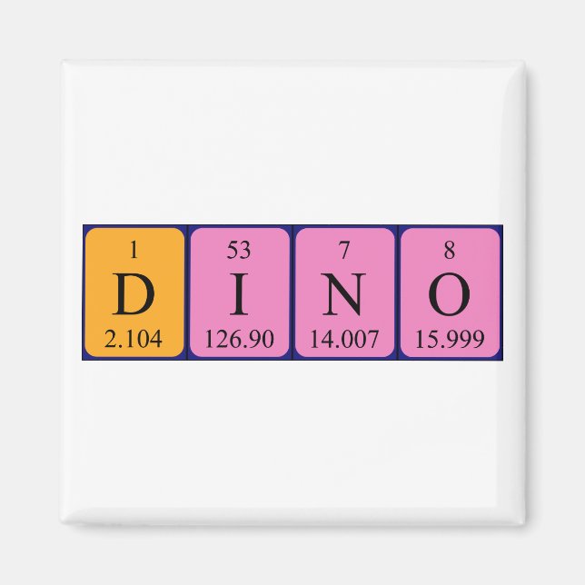 Dino periodiskt bord namn magnet (Framsidan)