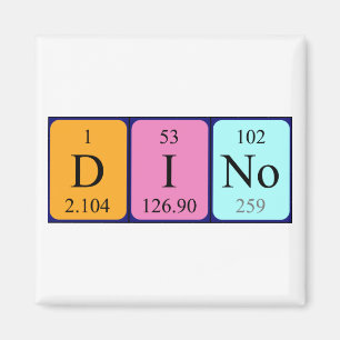 Dino periodiskt bord namn magnet