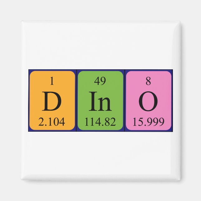 Dino periodiskt bord namn magnet (Framsidan)