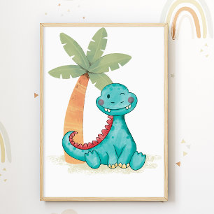Dino Plantskola Affisch Dinosaurier Barnrum Tryck