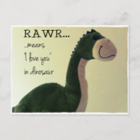 Dino Postcard RAWR-elaken "I kärlek you" i dinosau