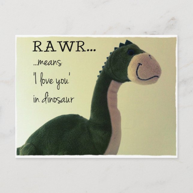 Dino Postcard RAWR-elaken "I kärlek you" i dinosau Vykort (Framsida)