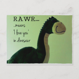 Dino Postcard Rawr elaken "I kärlek you in dinosau Vykort