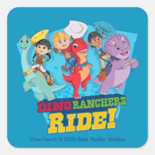 Dino Ranch Ranchers Ride! Fyrkantigt Klistermärke