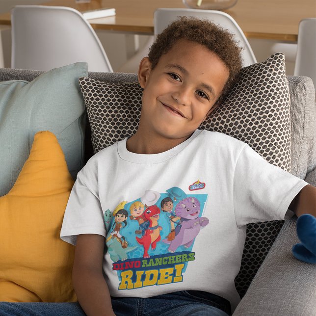 Dino Ranch | Ranchers Ride! T Shirt (Kid wearing t-shirt)