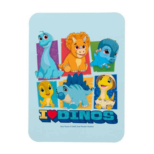 Dino Ranch | Roligt och färgstarka dosinosaurer Magnet (Vertikal)