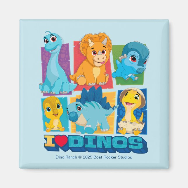 Dino Ranch | Roligt och färgstarka dosinosaurer Magnet (Framsidan)