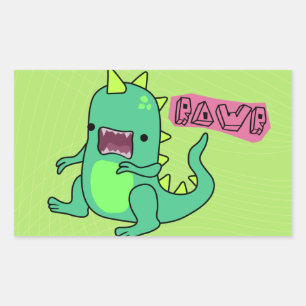 Dino Rawr Rektangulärt Klistermärke