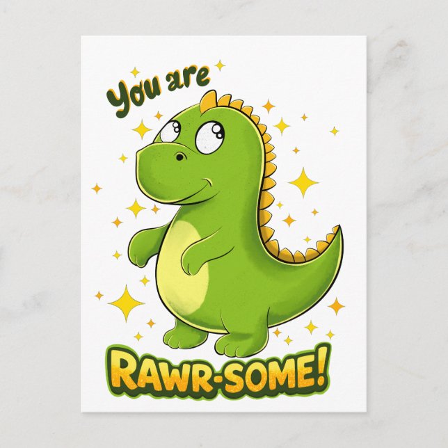 Dino RAWR-SOME Charme Vykort (Framsida)