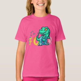 Dino Rex I är 4 födelsedagsflicka fyra Back to sch T Shirt