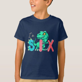 Dino Rex I är 6 födelsedagspojke sex Back to schoo T Shirt