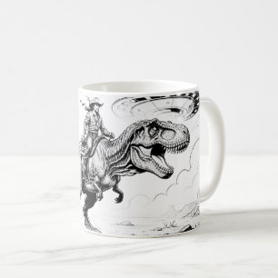 Dino-ridande cowboy kaffemugg