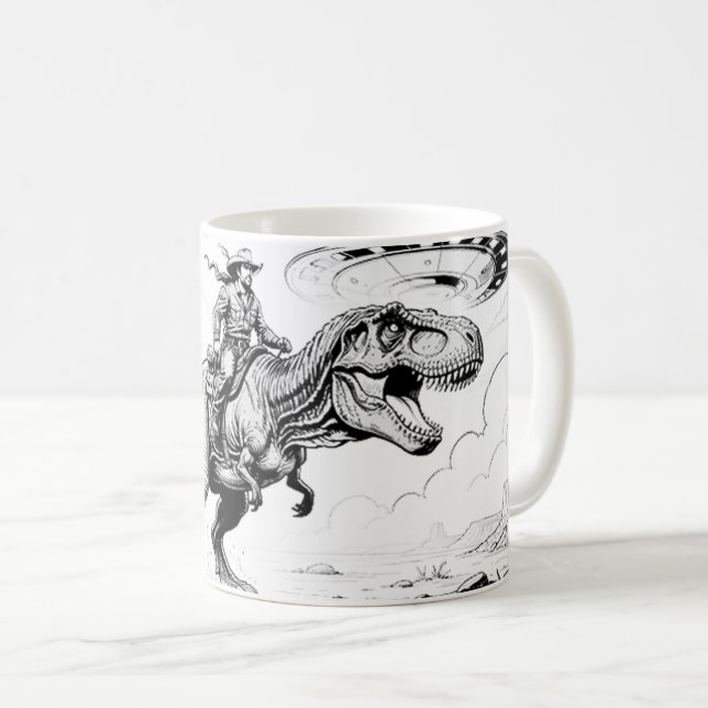 Dino-ridande cowboy kaffemugg (Framsida höger)