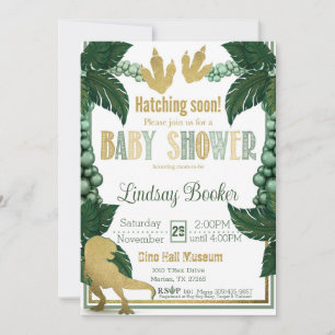 Dino-Rific Baby Shower i Guld Inbjudningar