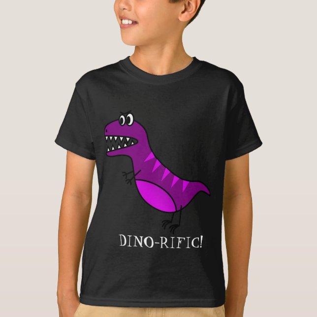 Dino-rific söt lila-barn-design tee shirt (Framsida)