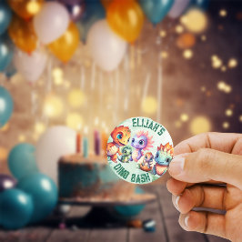 Dino Roar Birthday Runt Klistermärke