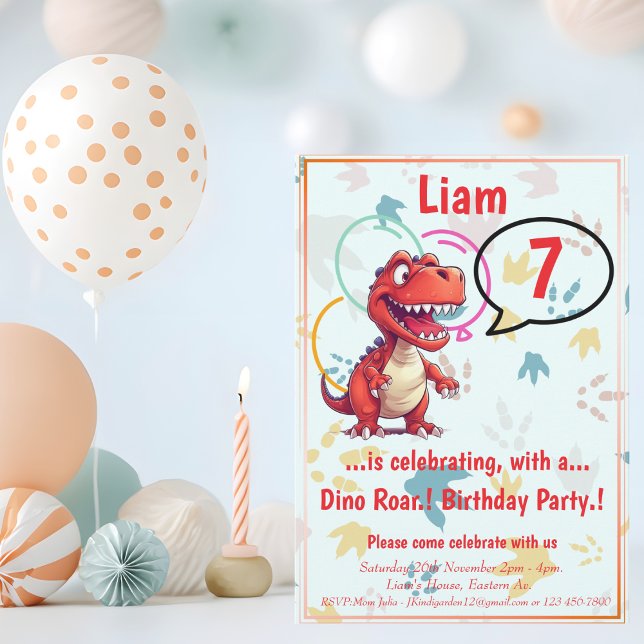 Dino Roar Födelsedagsfest Inbjudningar (Dino Roar Birthday)