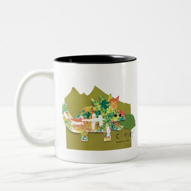 Dino Roar - Kids Art för CHOC Två-Tonad Mugg (Vänster)