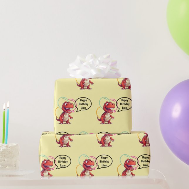 Dino Roar på Cream Gift Presentpapper (Festgåvor)